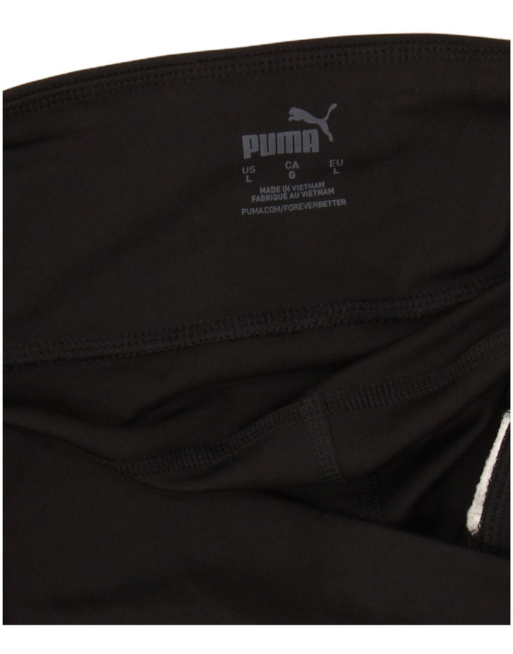 PUMA Womens Graphic Capri Leggings UK 14 Large  Black