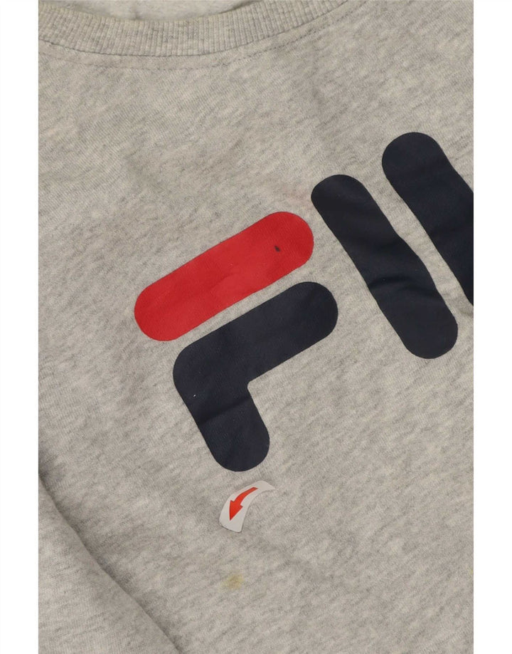 Fila Herren Grafik-Sweatshirt-Pullover aus mittelgrau gesprenkelter Baumwolle