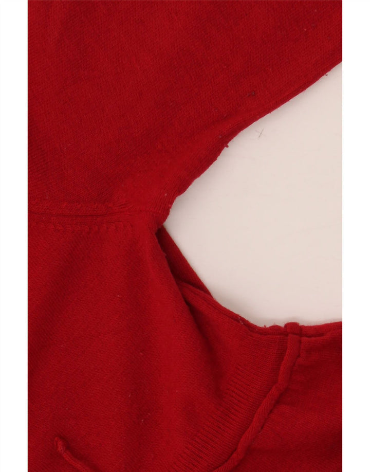 CALVIN KLEIN JEANS Damen-Pullover mit grafischem U-Boot-Ausschnitt, Gr. 10, Größe S, Rot