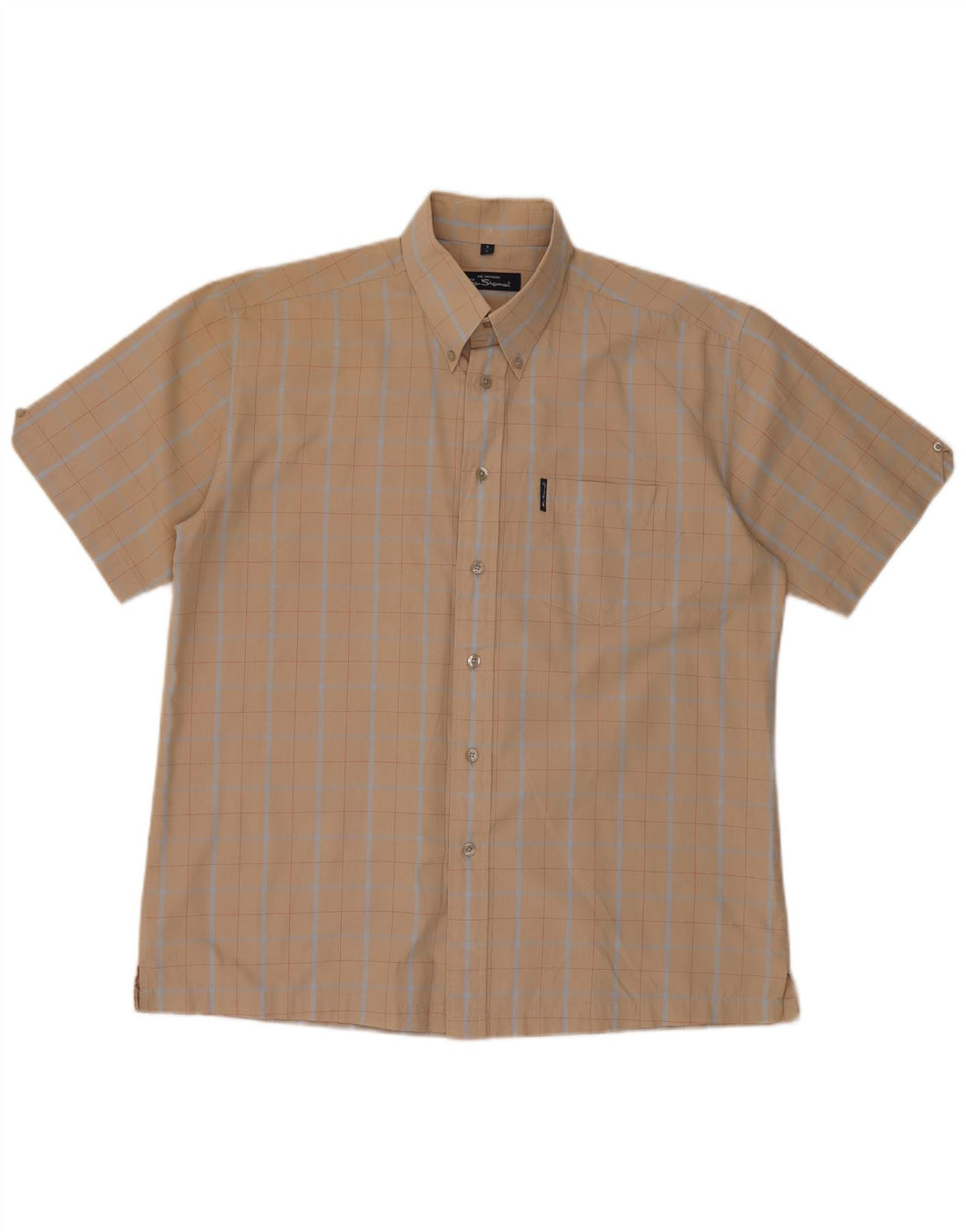 Ben Sherman Herren-Kurzarmhemd, groß, beige kariert