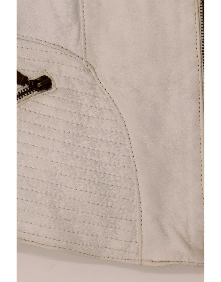 Schegge Damen Leder Racer Jacke IT 52 2XL Weiß
