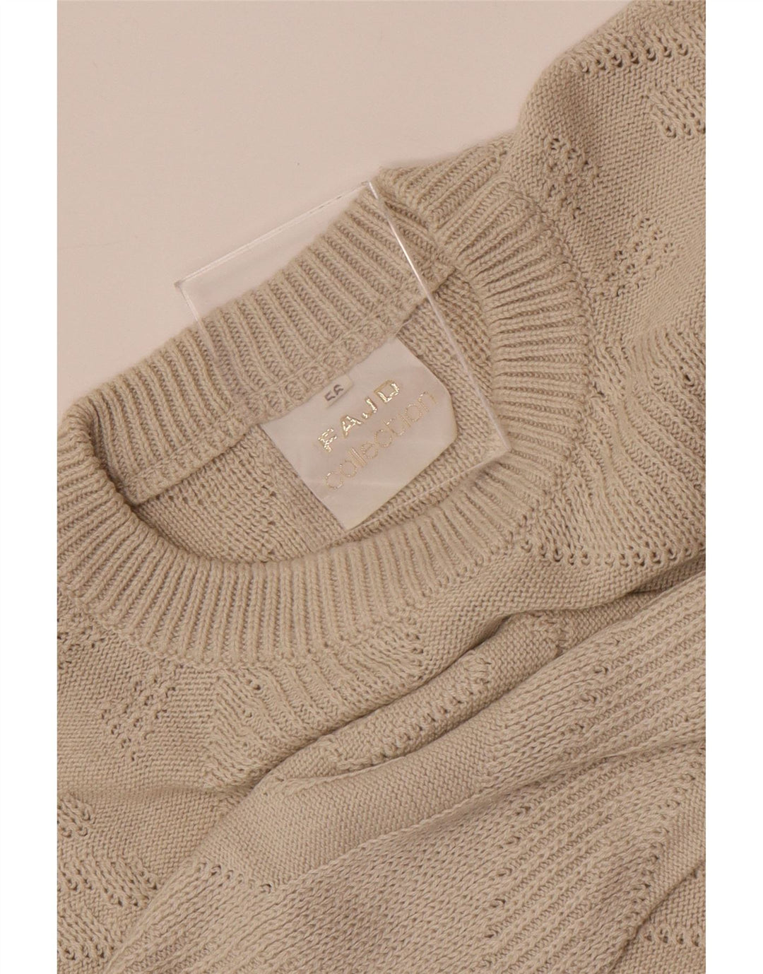 Vintage Herren Pullover mit Rundhalsausschnitt IT 56 XL Beige