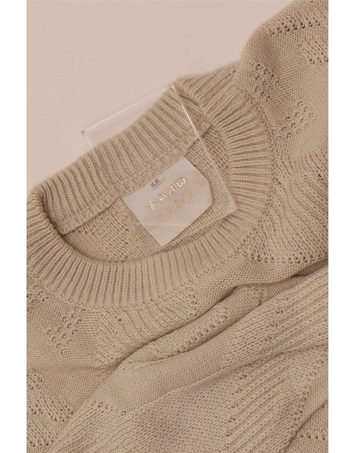 Vintage Herren Pullover mit Rundhalsausschnitt IT 56 XL Beige