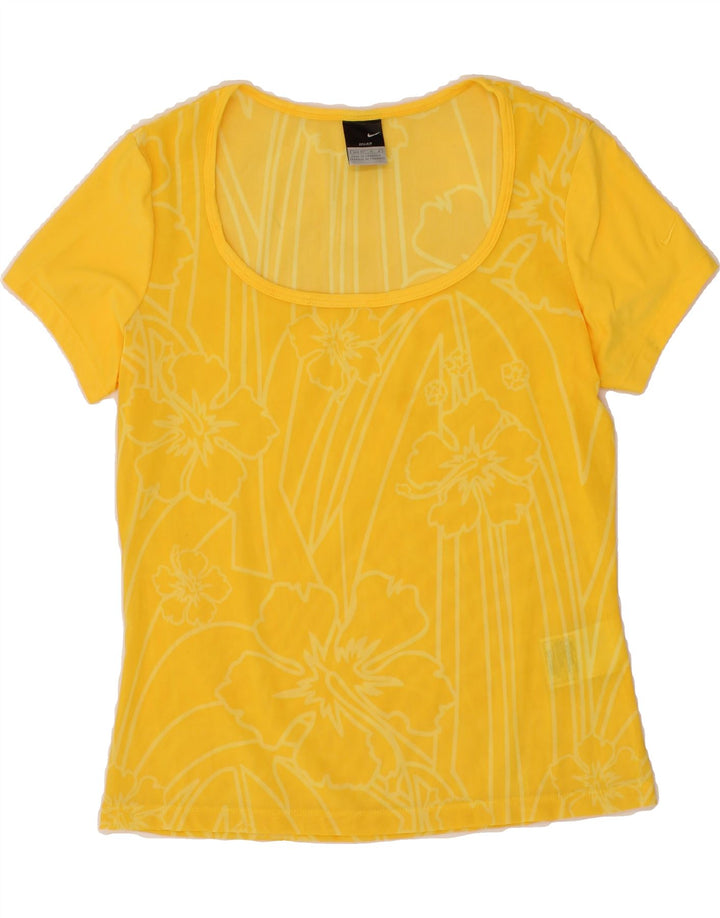 NIKE Womens See Through Top US 8/10 Medium Yellow Floral Nylon Vintage Nike and Second-Hand Nike from Messina Hembry 