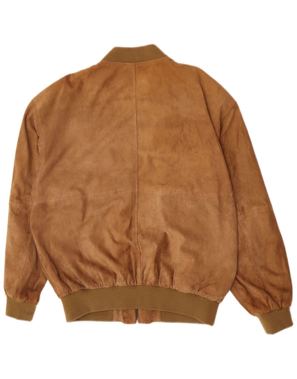 Vintage Mens Bomber Suede Jacket UK 44 2XL Brown Leather