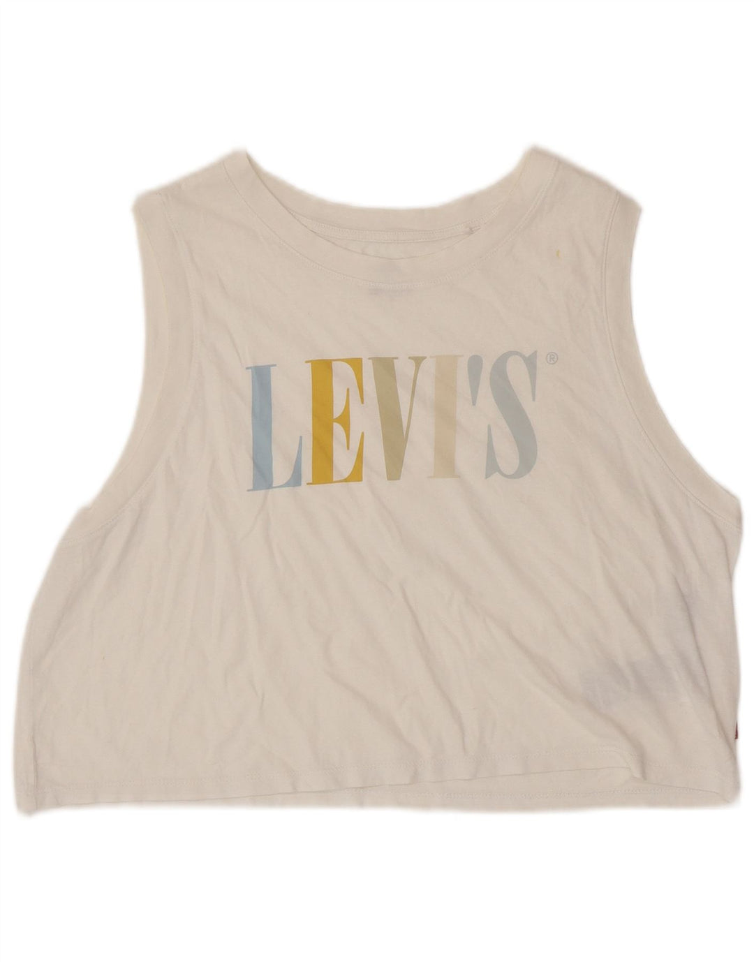 LEVI'S Damen Crop Graphic Vest Top UK 16 Large Weiße Baumwolle