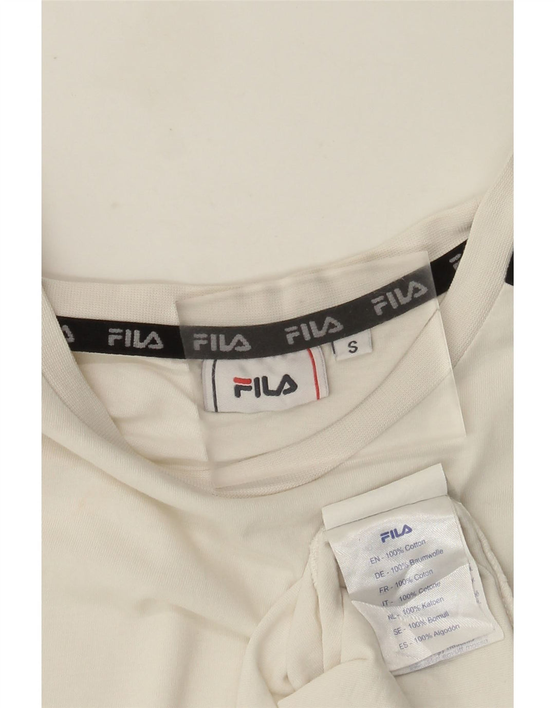 Fila Herren-T-Shirt mit Grafik, Größe S, weiße Farbblock-Baumwolle