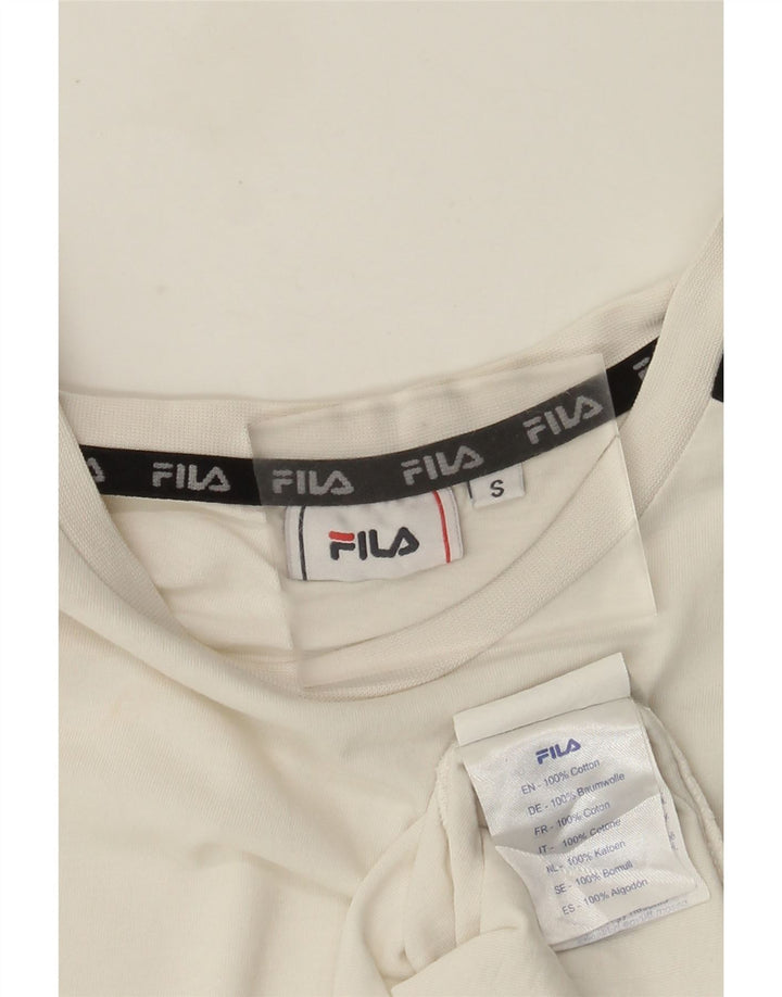 Fila Herren-T-Shirt mit Grafik, Größe S, weiße Farbblock-Baumwolle