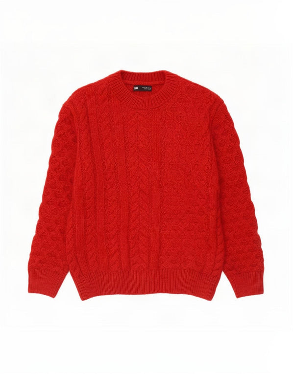 Zara Mädchen-Pullover mit Rundhalsausschnitt, 9–10 Jahre, rotes Acryl