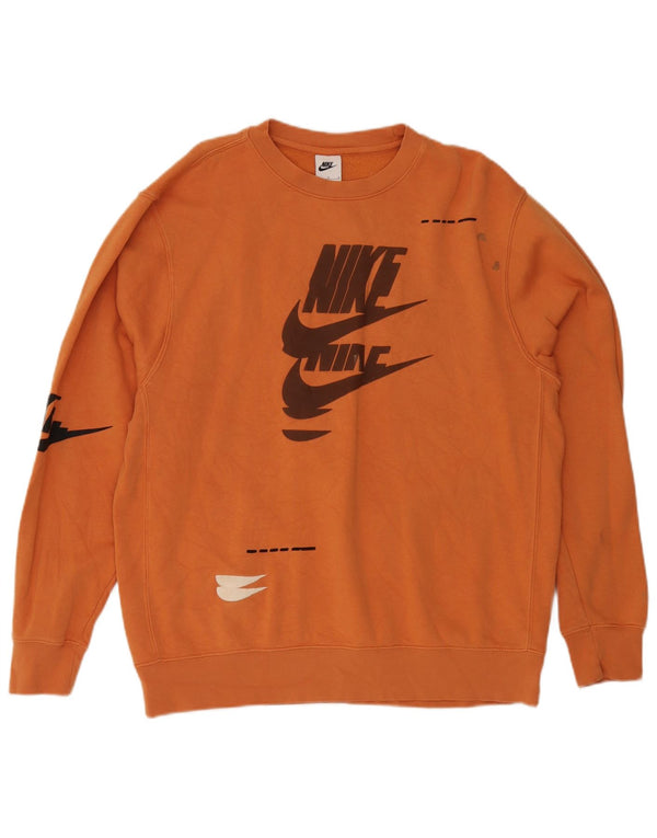 Nike Herren-Sweatshirt mit Grafik, groß, orange, Baumwolle