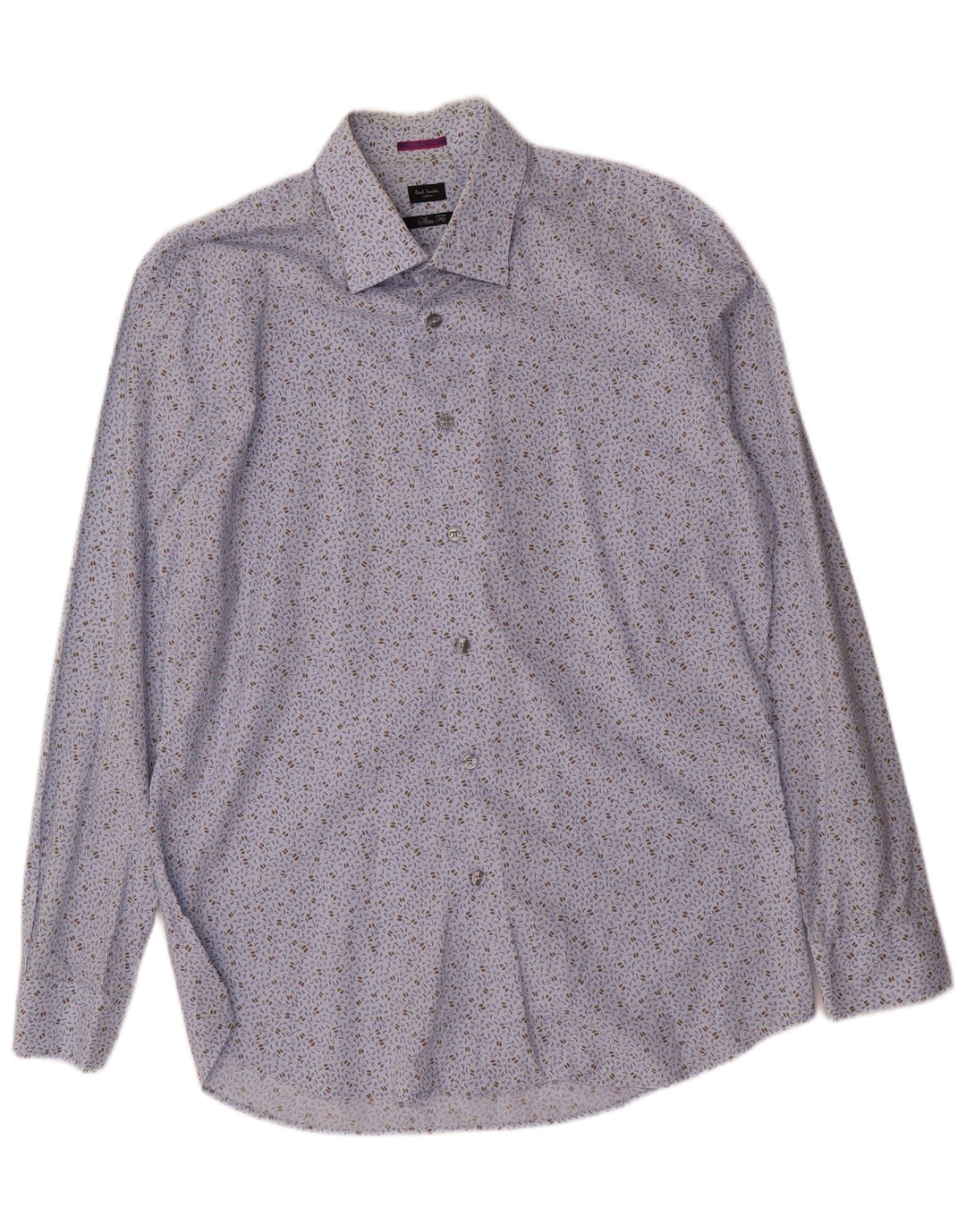 Paul Smith Herren-Hemd mit abstraktem Muster, schmale Passform, Größe 43 17, Mittelblau