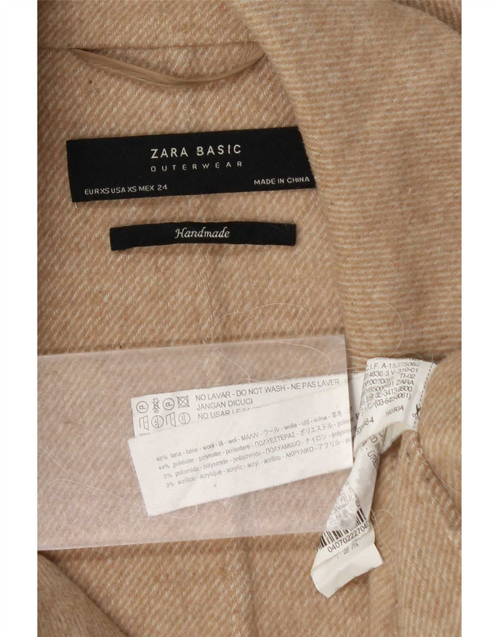 Zara Damen Übergroßer Mantel UK 6 XS Beige Wolle