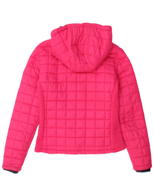 Superdry Wattierte Jacke mit Kapuze für Damen, UK 12, Mittelrosa, Nylon