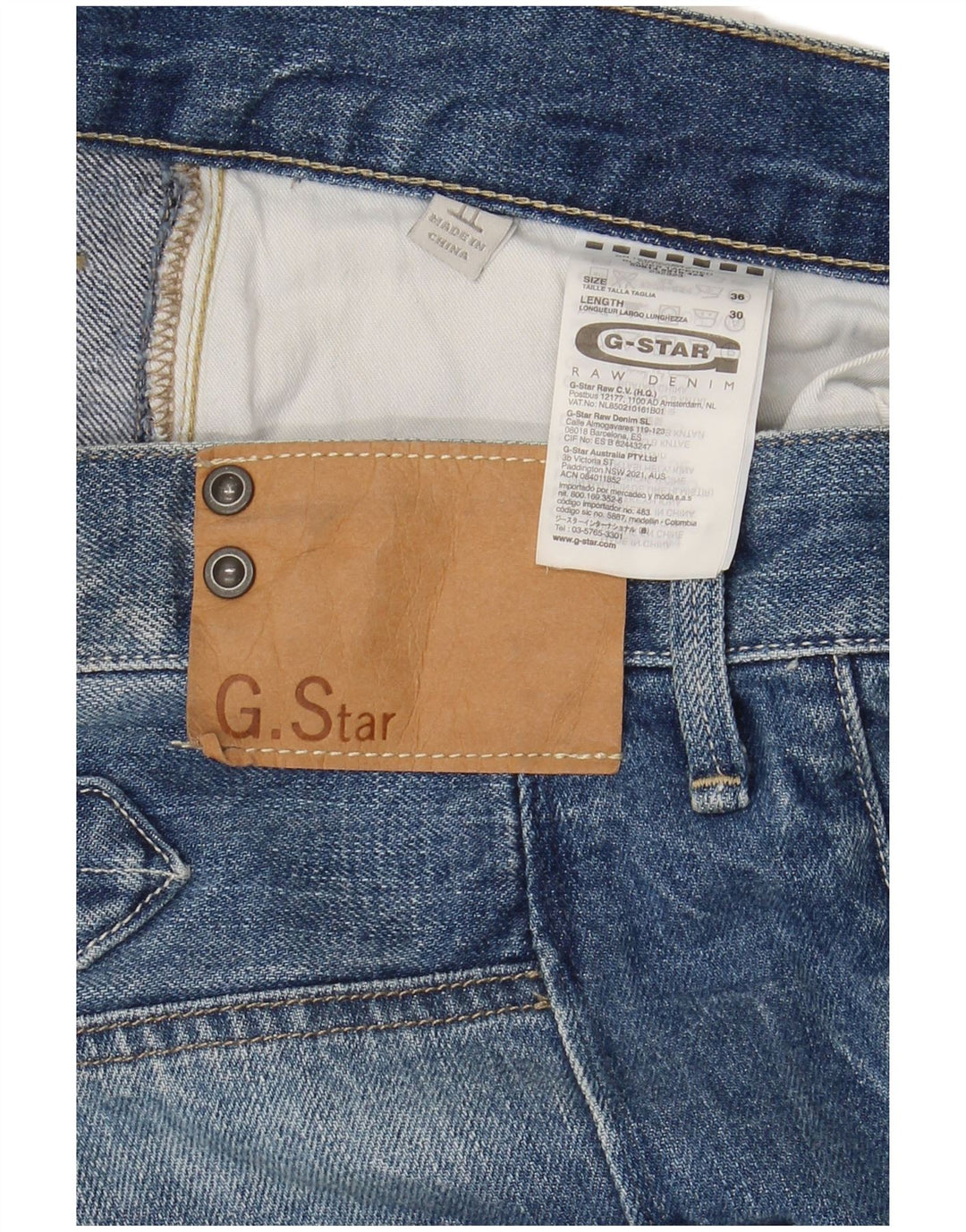 G-STAR Herren Straight Jeans W36 L30 Blaue Baumwolle