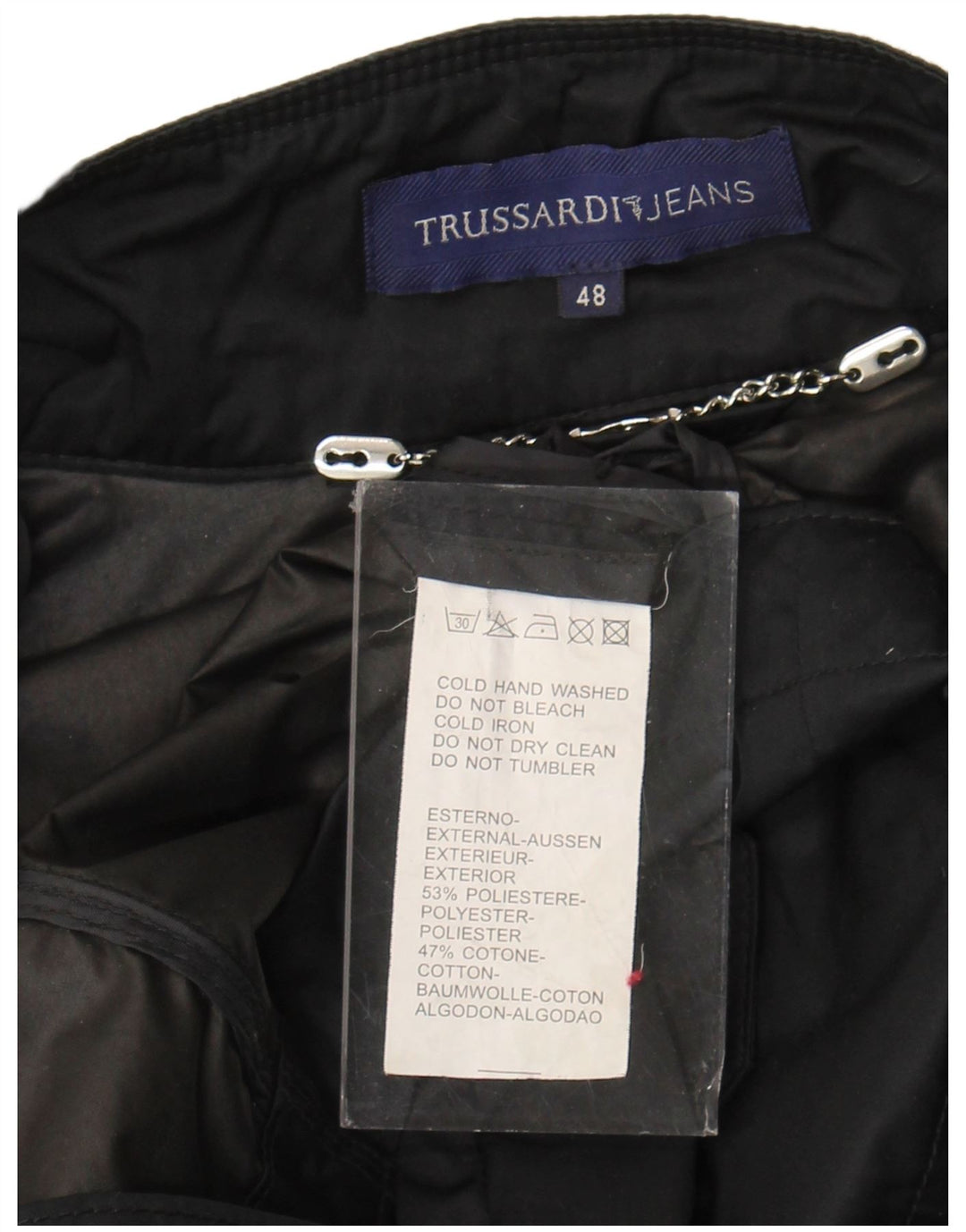 Trussardi Jeans Damen Militärjacke IT 48 XL Schwarz Polyester