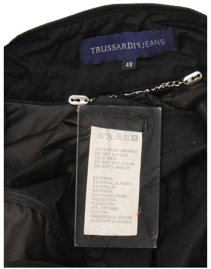 Trussardi Jeans Damen Militärjacke IT 48 XL Schwarz Polyester
