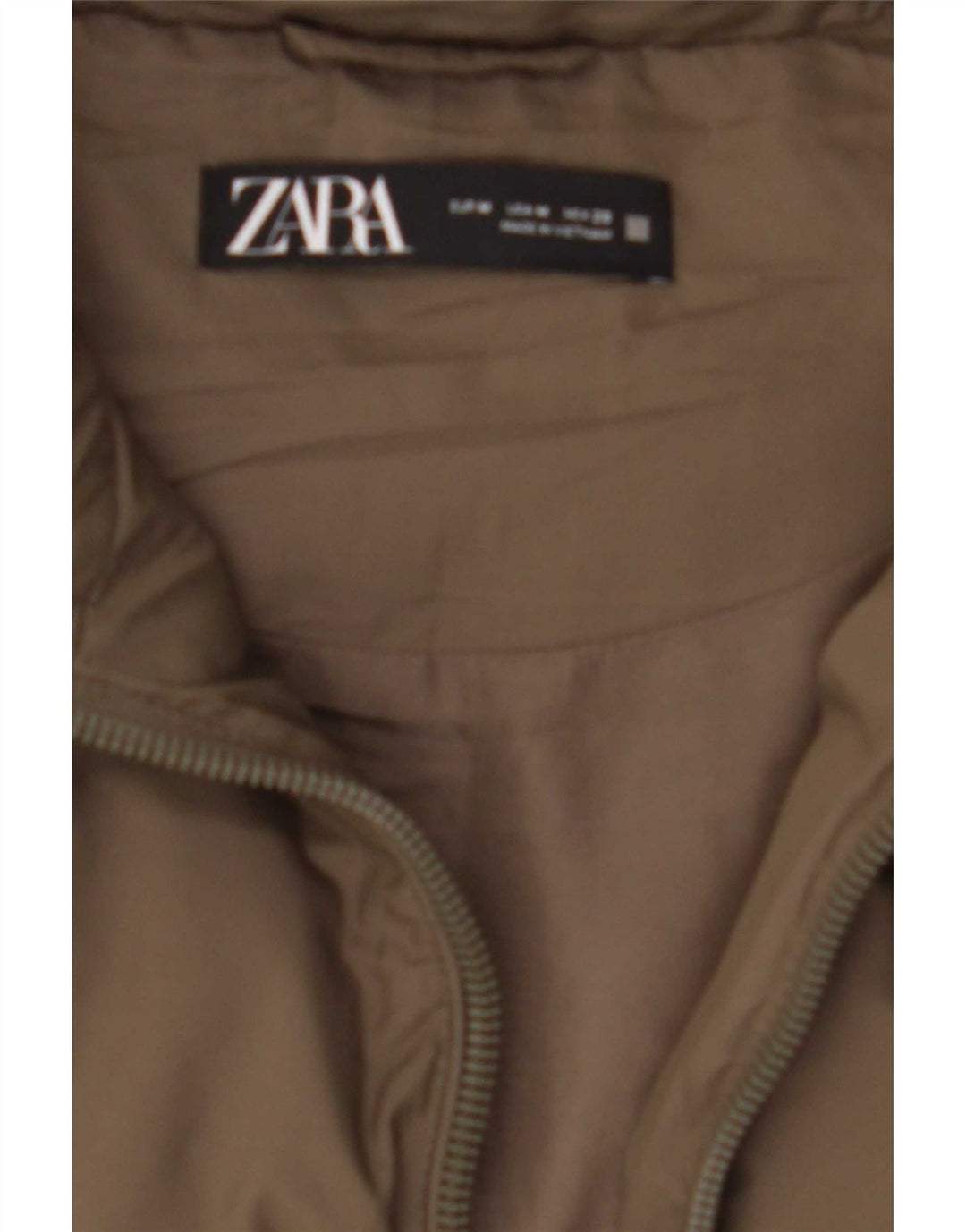 Zara Damen Wattierte Weste UK 14 Medium Khaki Polyester