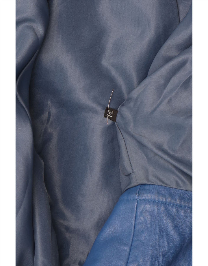 Vintage Damen Übergroße Lederjacke EU 34 XS Blau