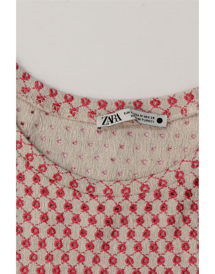 Zara Damen Crop Top UK 12 Mittelrosa Geometrisch