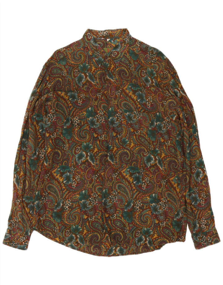 Vintage Herrenhemd Großes Khaki Paisley
