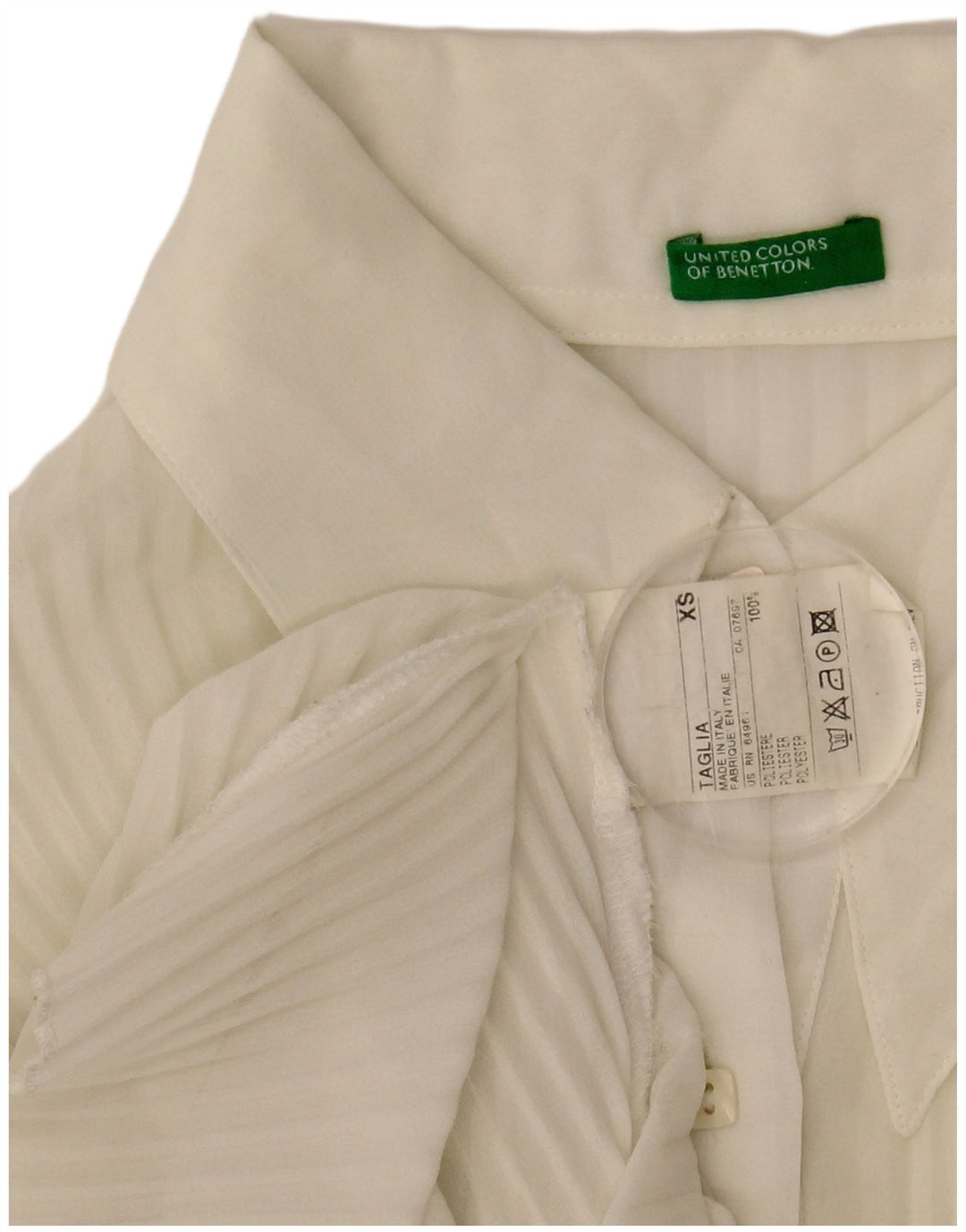 Benetton Womens Durchsichtiges Übergroßes Hemd UK 6 XS Off White Polyester