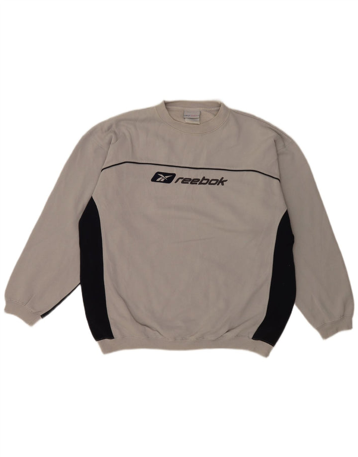 Reebok Herren Graphic Sweatshirt Pullover XL Grau Colourblock Baumwolle