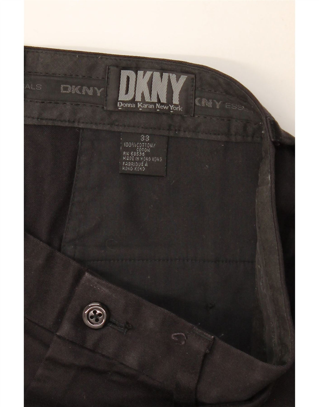 DKNY Herren gerade Chinohose W33 L28 schwarze Baumwolle