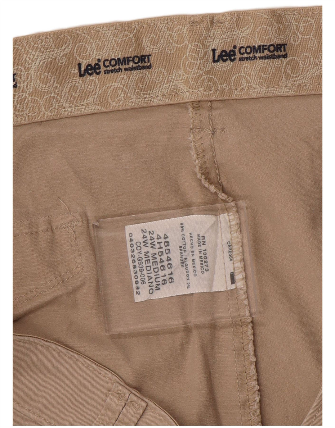 Lee Damen Comfort Fit Freizeithose US 24 4XL W48 L30 Beige Baumwolle