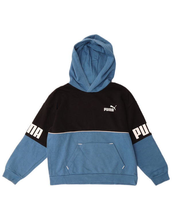 Puma Kapuzenpullover mit Grafik für Jungen, 9–10 Jahre, blaues Farbblockdesign