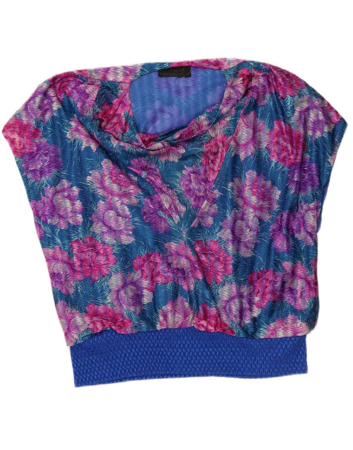DOUCEL Womens Sleeveless Blouse Top UK 18 XL Blue Floral