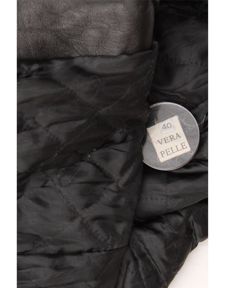 Vintage Damen Ledermantel IT 40 Kleines schwarzes Leder