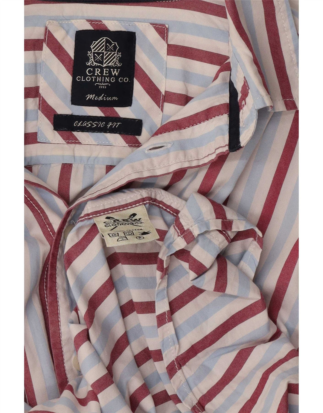 Crew Clothing Herren-Hemd mit klassischer Passform, mittelblau, gestreift, Baumwolle