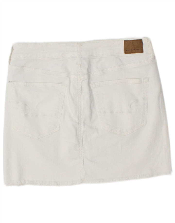 AMERICAN EAGLE Damen Mini-Jeansrock UK 14 Medium W30 Weiße Baumwolle