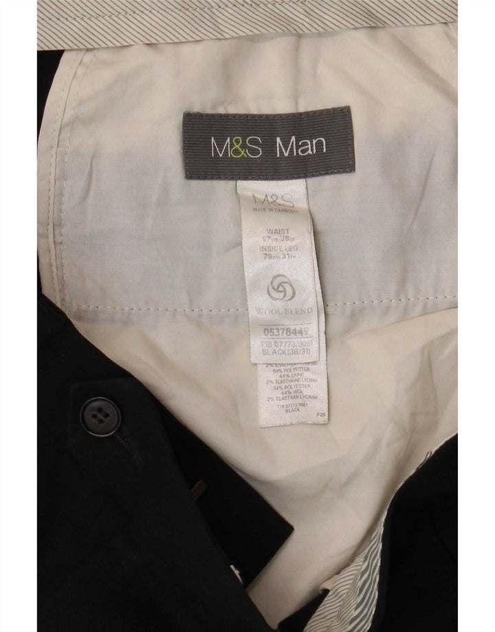 Marks & Spencer Herren-Freizeithose, gerade, W38, L31, Schwarz, Polyester