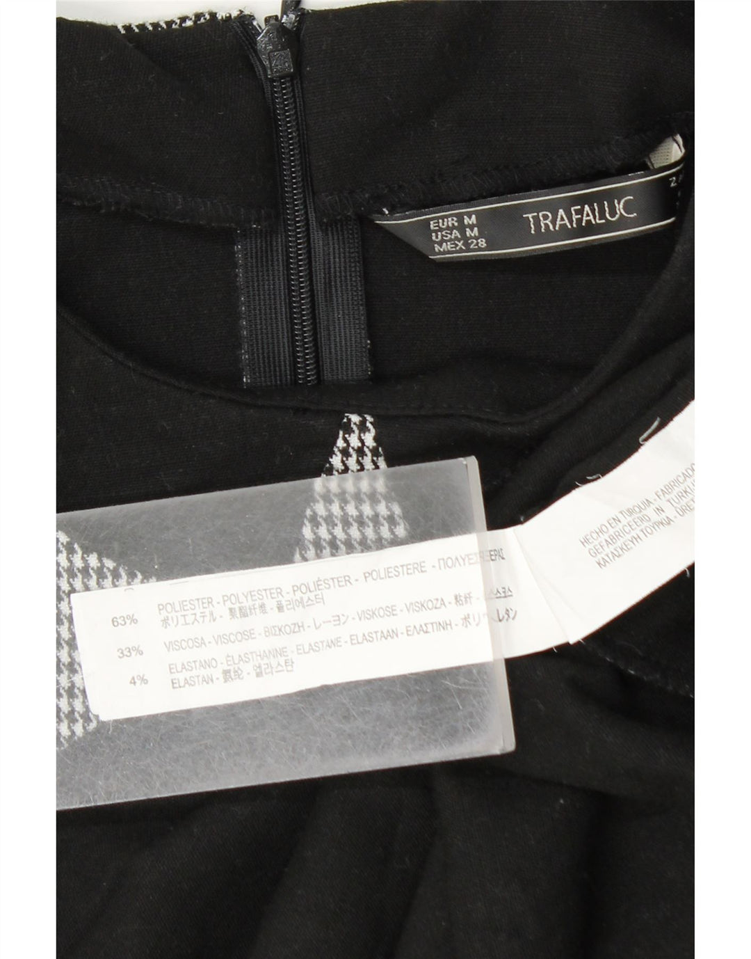 Zara Damen Kurzarm-Hemdbluse UK 12 Mittelgrauer Hahnentrittmuster