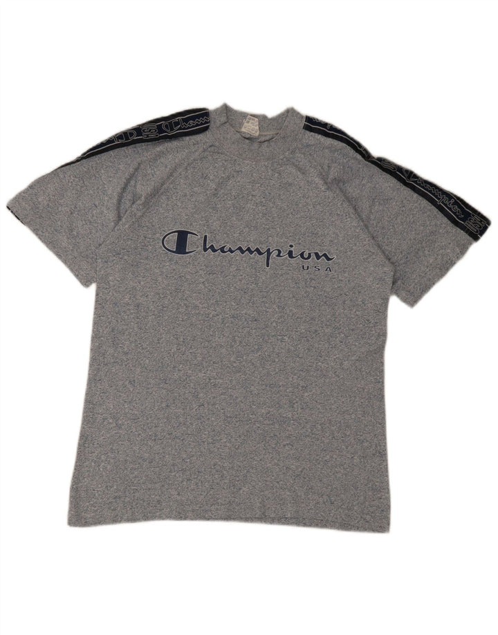 Champion Herren-T-Shirt mit Grafik, Größe S, Blau meliert