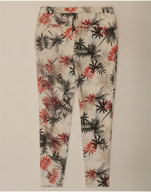 Reiss Slim Chino-Hose für Damen, UK 12, Größe M, W30, L27, weiße Baumwolle mit Blumenmuster