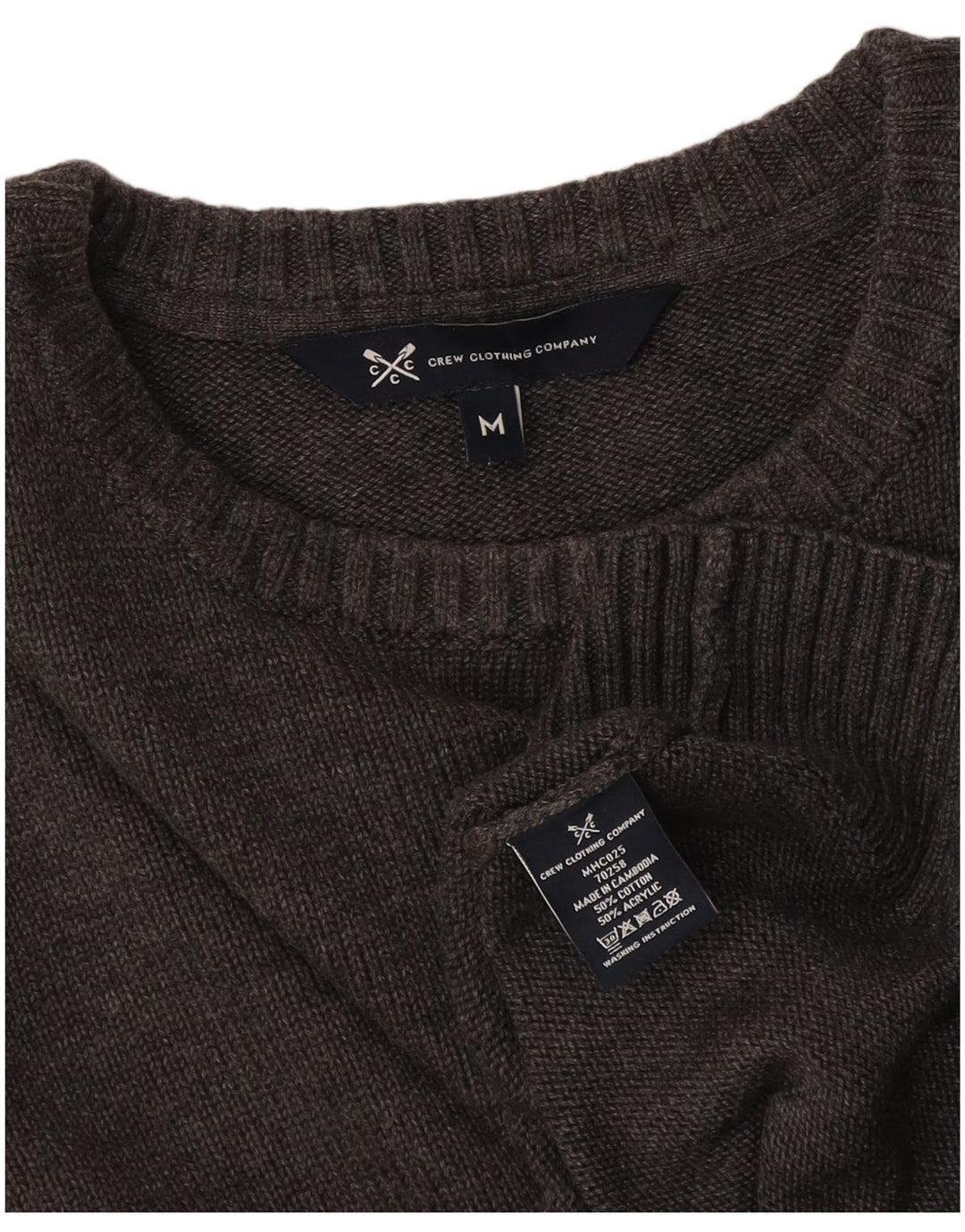 Crew Clothing Herren-Pullover aus mittelgrauer Baumwolle