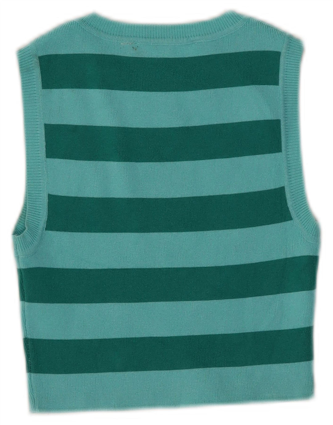 Zara Damen Crop Vest Top UK 8 Small Blau gestreifte Viskose