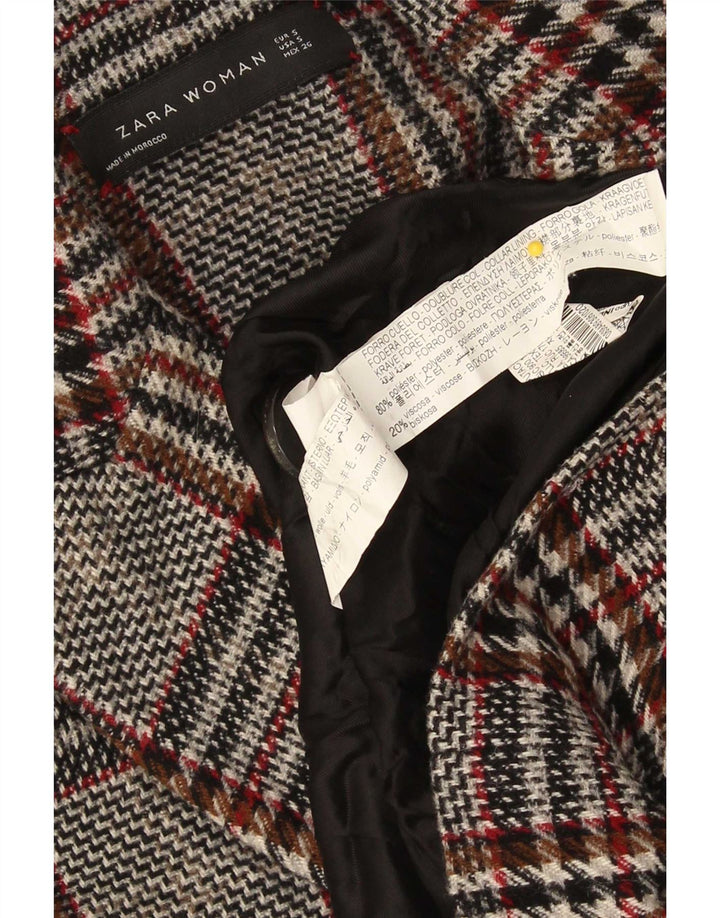 Zara Damen Übergroßer Mantel UK 10 Small Grau karierte Viskose