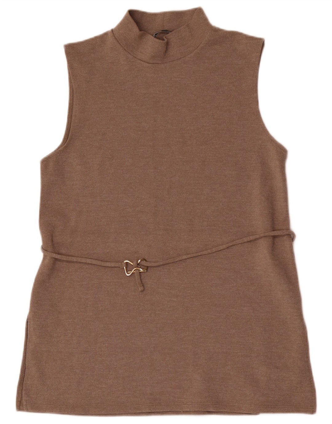 Zara Damen Weste Top UK 12 Mittelbraunes Polyester