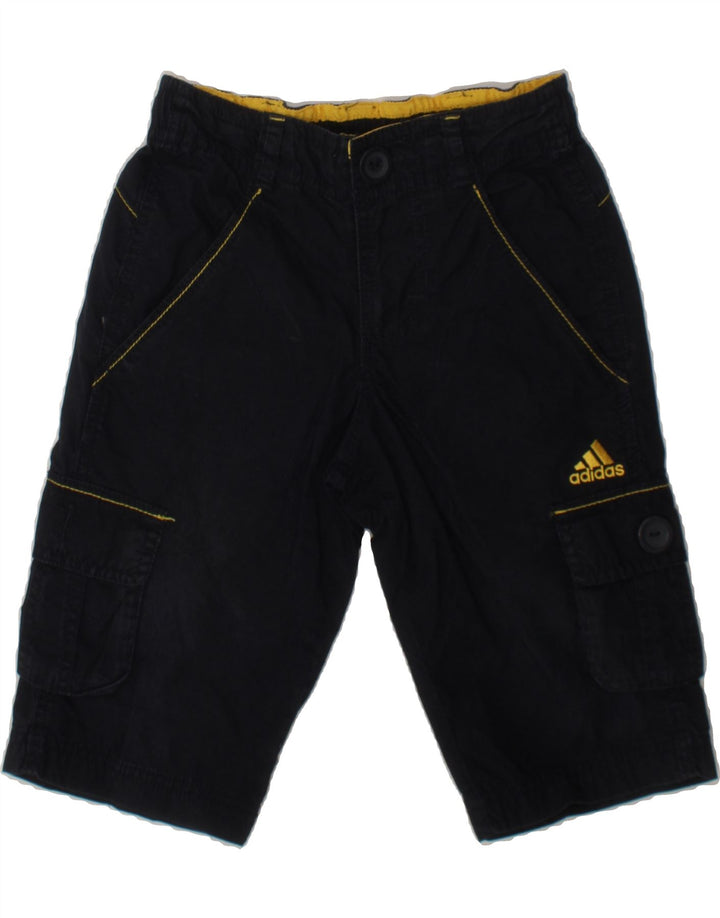 ADIDAS Boys Cargo Shorts 4-5 Years W22  Navy Blue Polyester Vintage Adidas and Second-Hand Adidas from Messina Hembry 