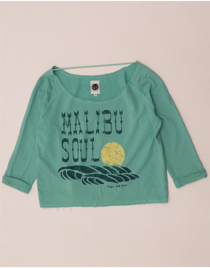 Maui and Sons Damen Crop Graphic Top 3/4 Ärmel UK 14 Medium Türkis