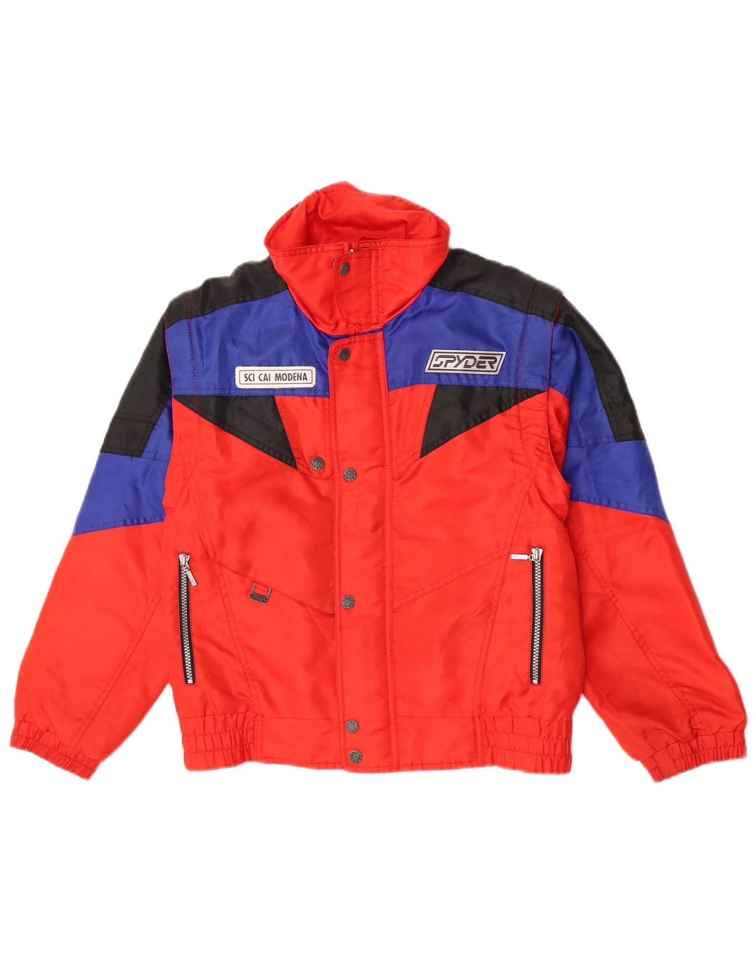 Spyder Jungen-Skijacke mit Kapuze, 11–12 Jahre, rotes Farbblock-Polyester
