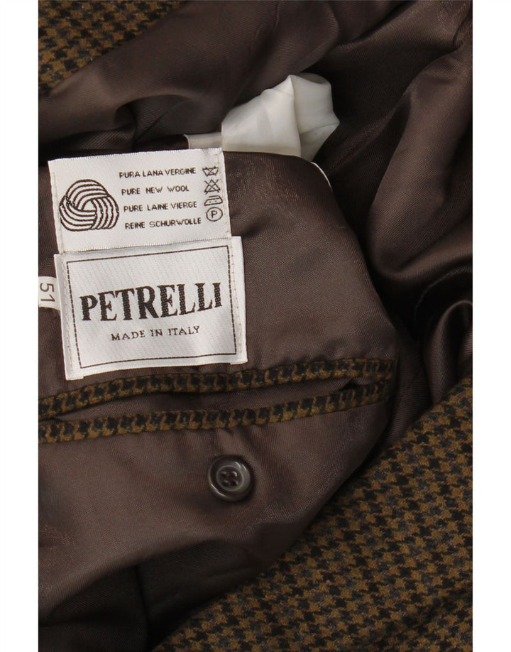 PETRELLI Herren-Blazer-Jacke IT 51, große Khaki-Hahnentritt-Schurwolle