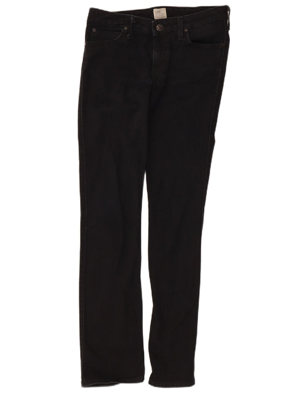 Lee Damen Marlin Straight Casual Hose W29 L31 Schwarze Baumwolle