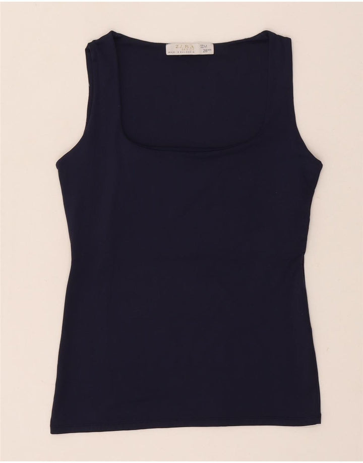 Zara Damen Weste Top UK 12 Medium Marineblau