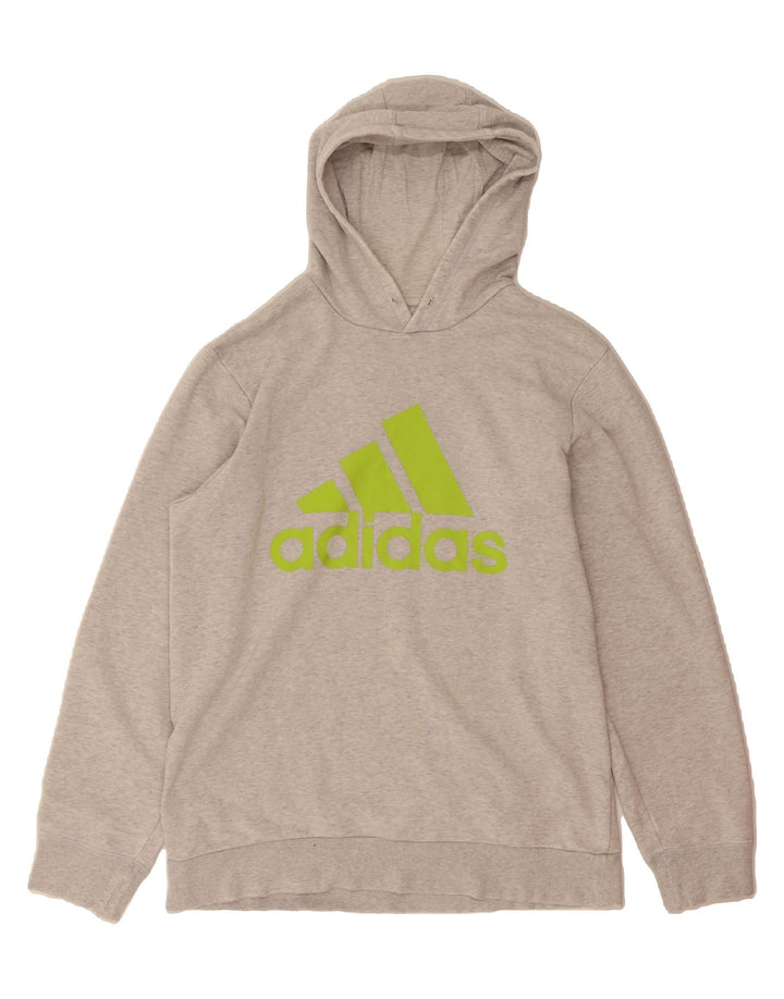 ADIDAS Womens Climalite Oversized Graphic Hoodie Jumper UK 14 Medium Grey Vintage Adidas and Second-Hand Adidas from Messina Hembry 