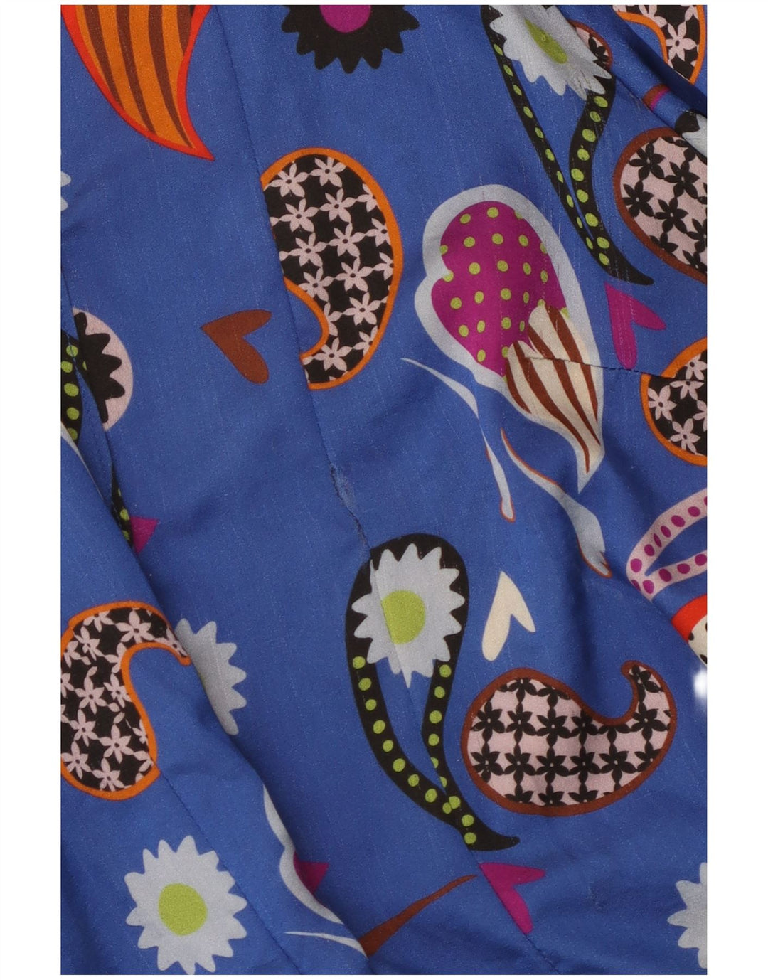 Vintage Damen Hemdbluse IT 42 Mittelblaues Paisley-Polyamid