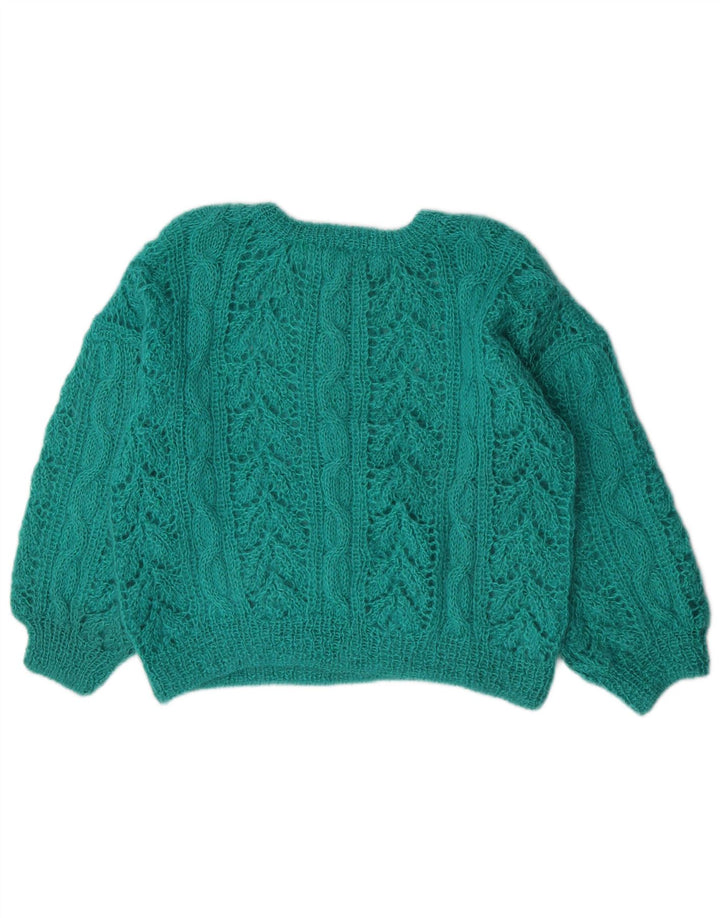 Vintage Damen Pullover mit Rundhalsausschnitt UK 14 Mittelgrün